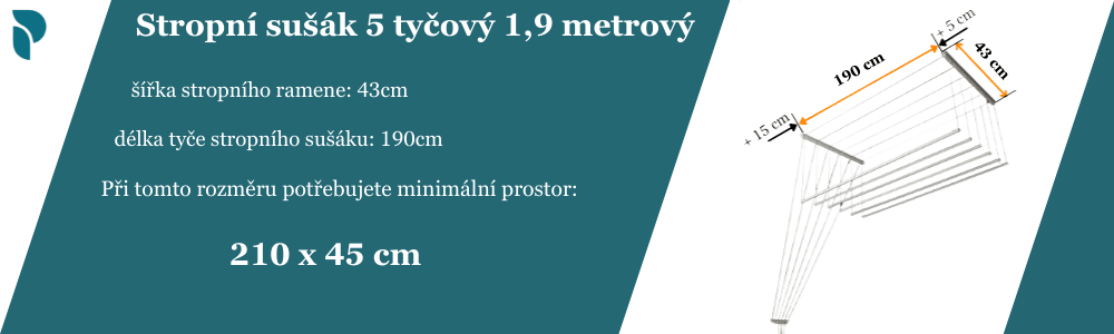 Sušák 5 tyčový 1,9 metrový